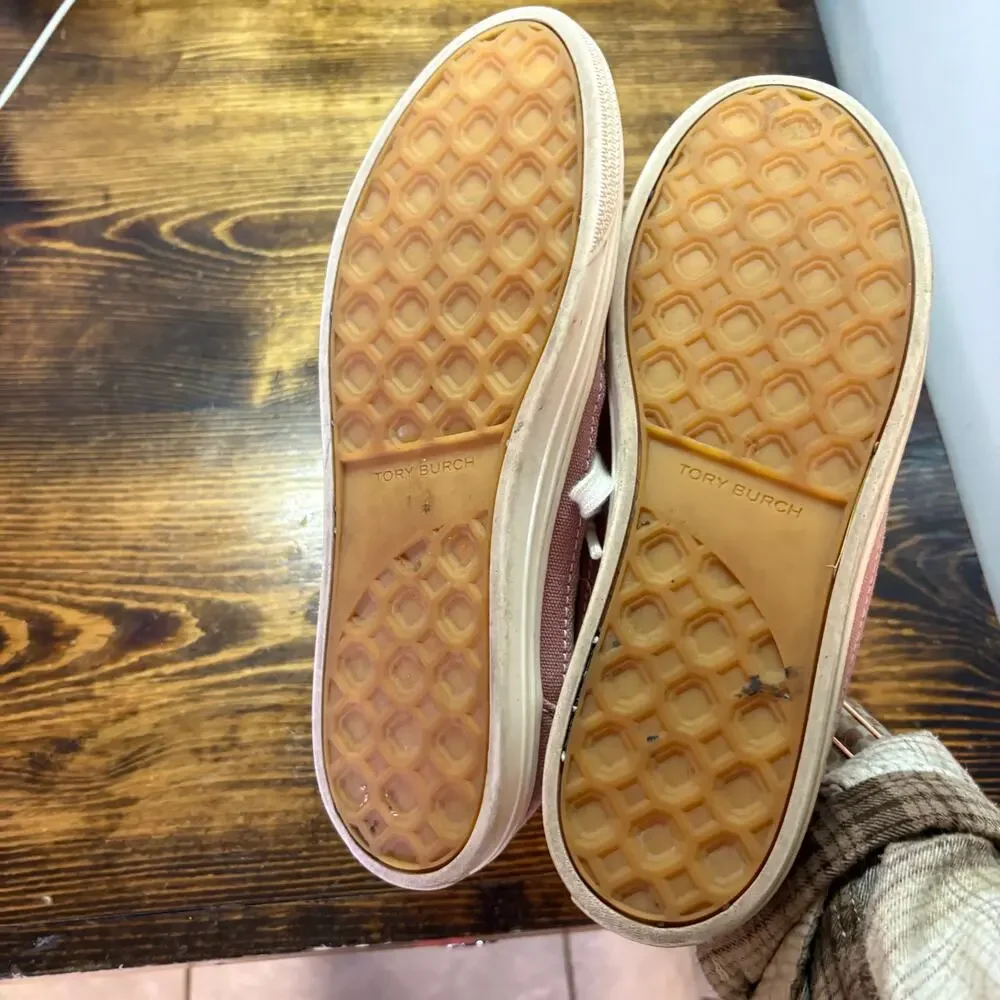 Tory Burch Cream And‎ Pink Sneakers Size 9.5